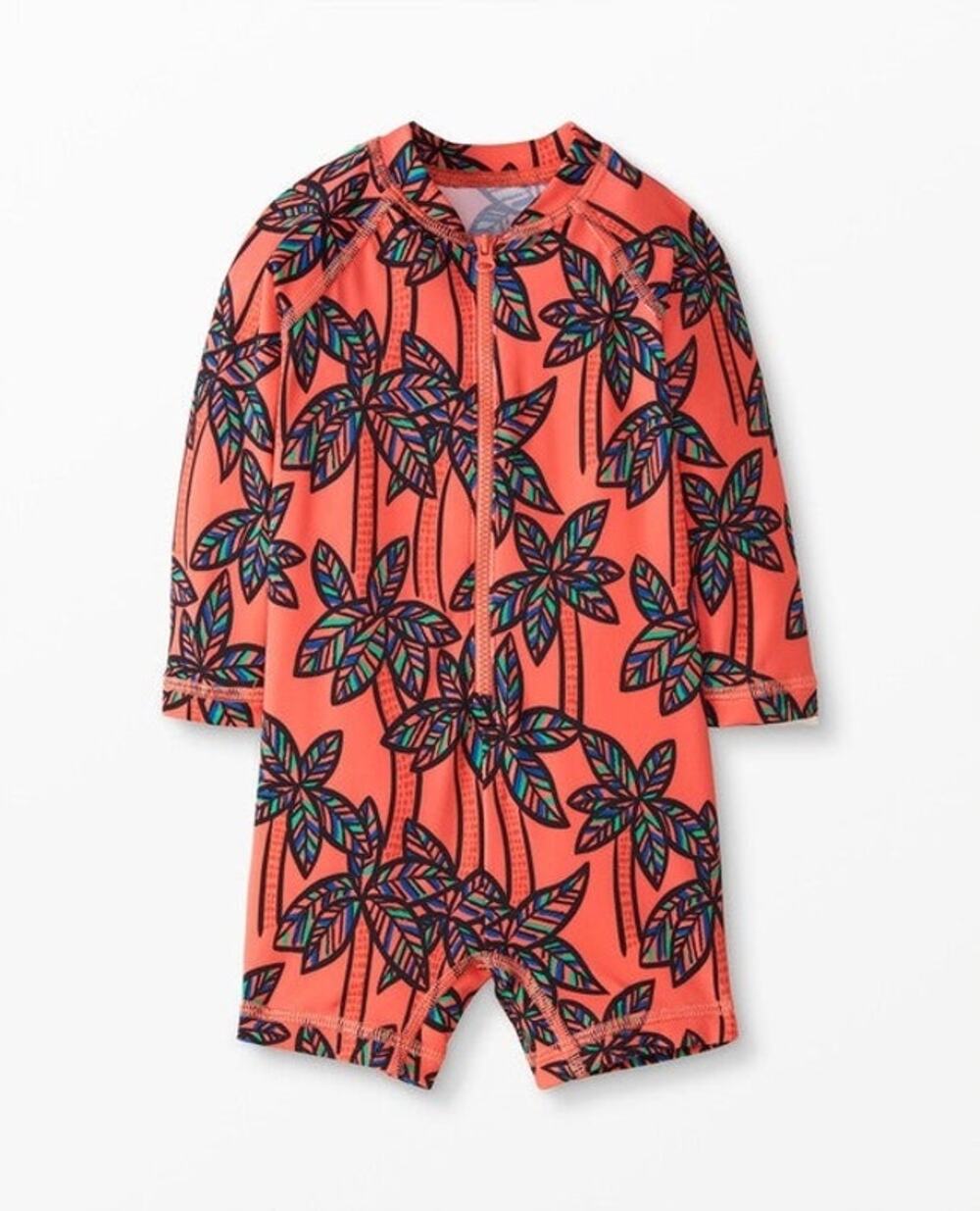 Hanna Andersson Baby Rash Guard Swimsuit 6-12M Coral Tropical Palm Print